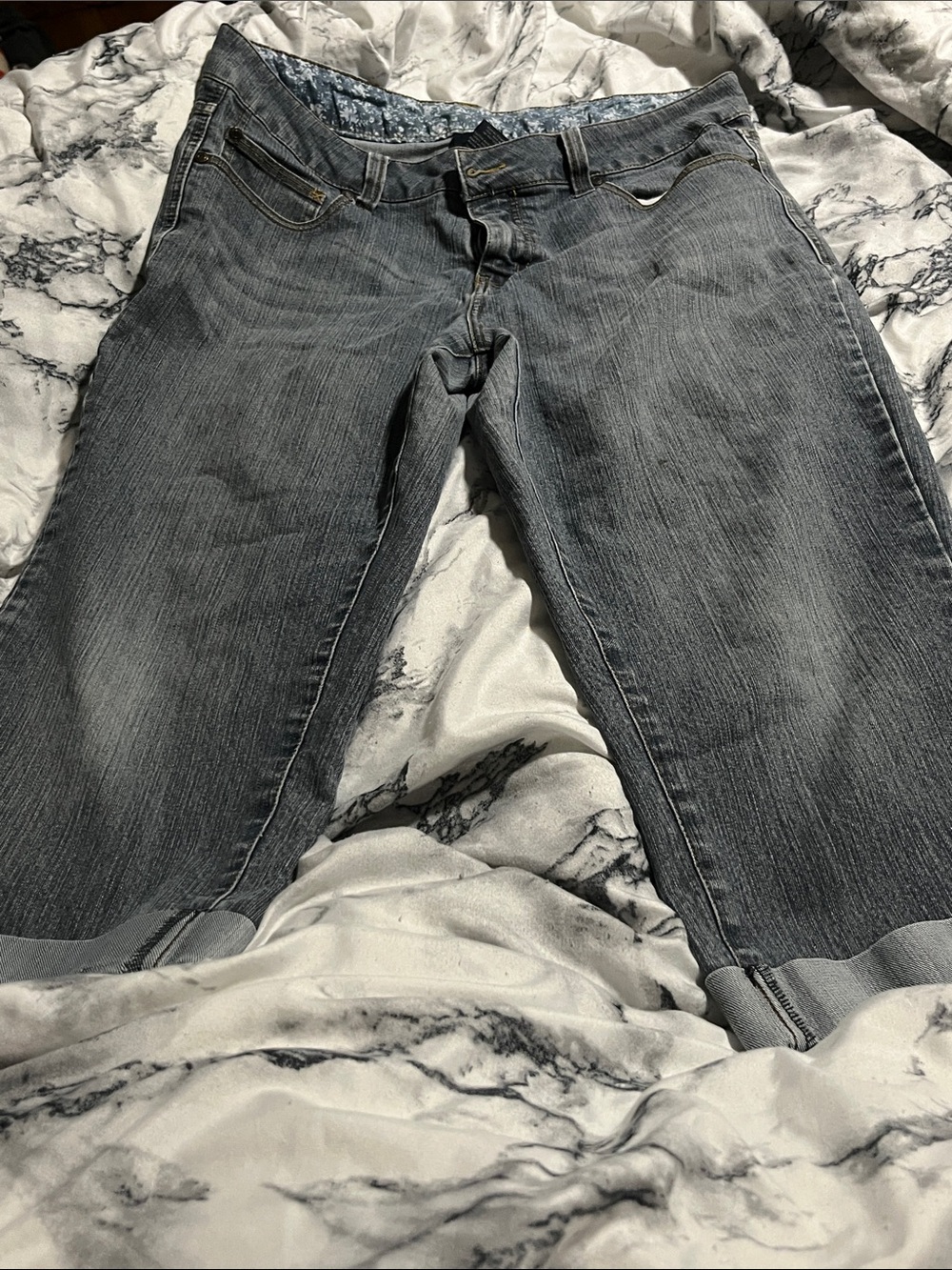 Faded Glory Ankle Crop Jeans - Charcoal Gray Wash